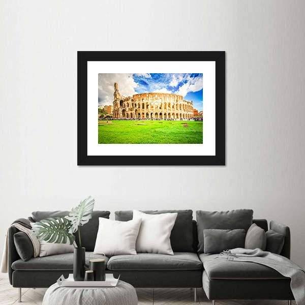 Ruins Of Antique Colosseum Building Canvas Wall Art-3 Horizontal-Gallery Wrap-25" x 16"-Tiaracle