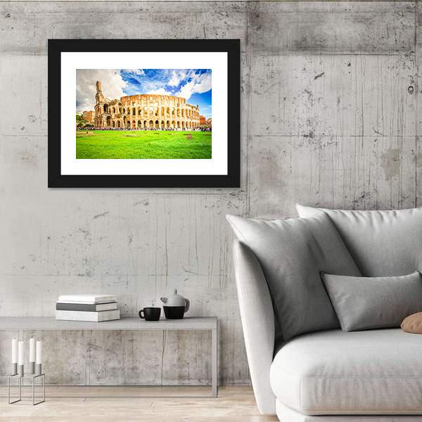 Ruins Of Antique Colosseum Building Canvas Wall Art-3 Horizontal-Gallery Wrap-25" x 16"-Tiaracle