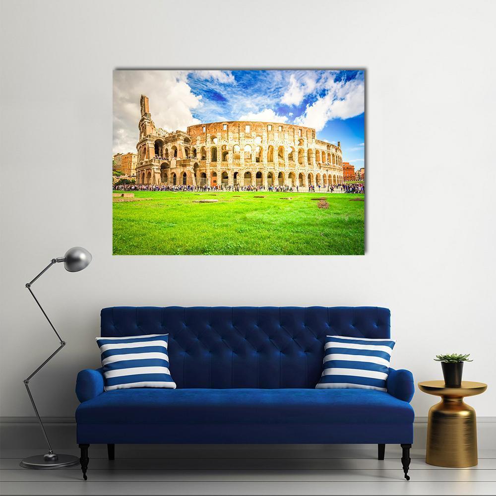 Ruins Of Antique Colosseum Building Canvas Wall Art-1 Piece-Gallery Wrap-48" x 32"-Tiaracle
