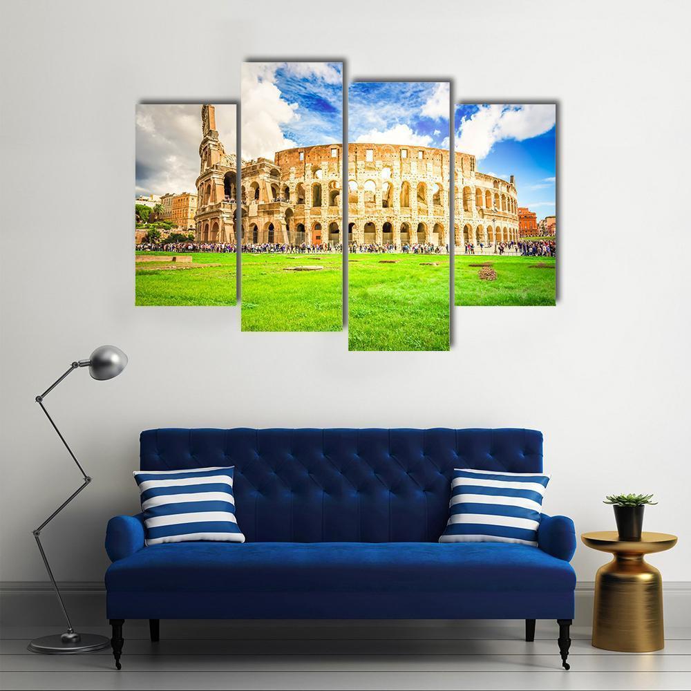 Ruins Of Antique Colosseum Building Canvas Wall Art-4 Pop-Gallery Wrap-50" x 32"-Tiaracle