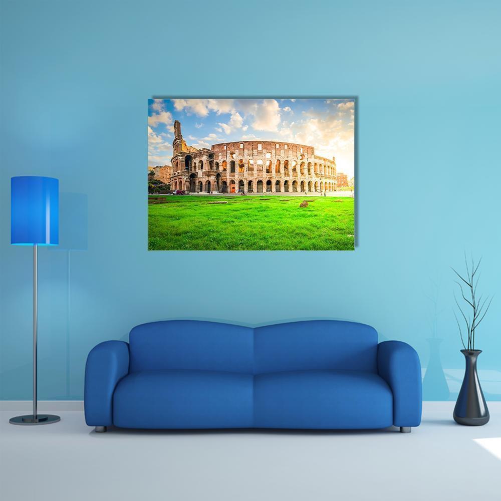 Ruins Of Antique Colosseum Canvas Wall Art-4 Horizontal-Gallery Wrap-34" x 24"-Tiaracle