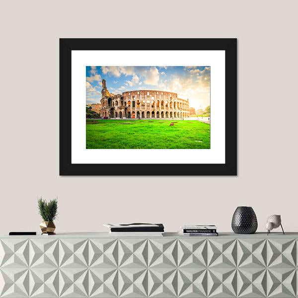 Ruins Of Antique Colosseum Canvas Wall Art-1 Piece-Framed Print-20" x 16"-Tiaracle