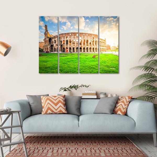 Ruins Of Antique Colosseum Canvas Wall Art-4 Horizontal-Gallery Wrap-34" x 24"-Tiaracle