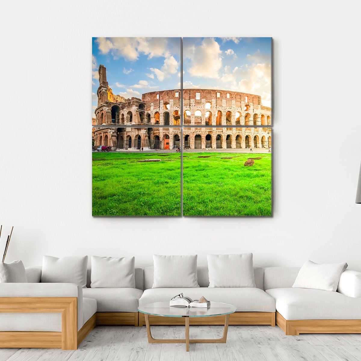 Ruins Of Antique Colosseum Canvas Wall Art-4 Square-Gallery Wrap-17" x 17"-Tiaracle
