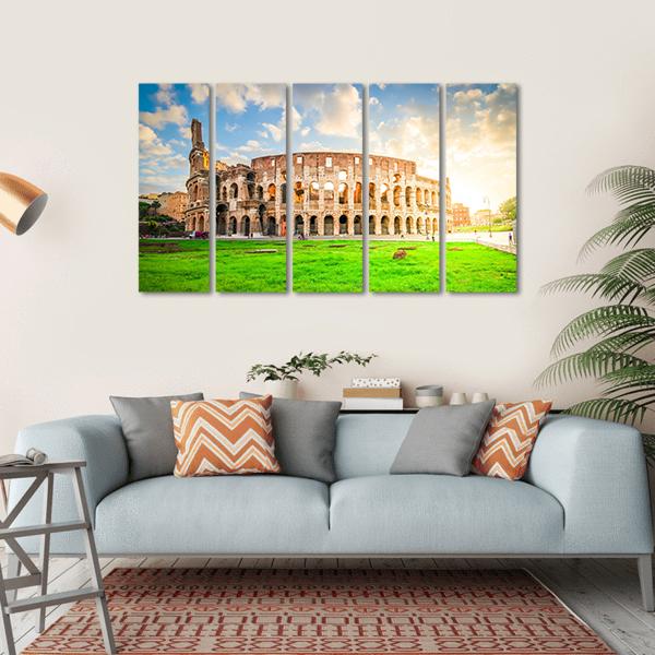 Ruins Of Antique Colosseum Canvas Wall Art-5 Horizontal-Gallery Wrap-22" x 12"-Tiaracle