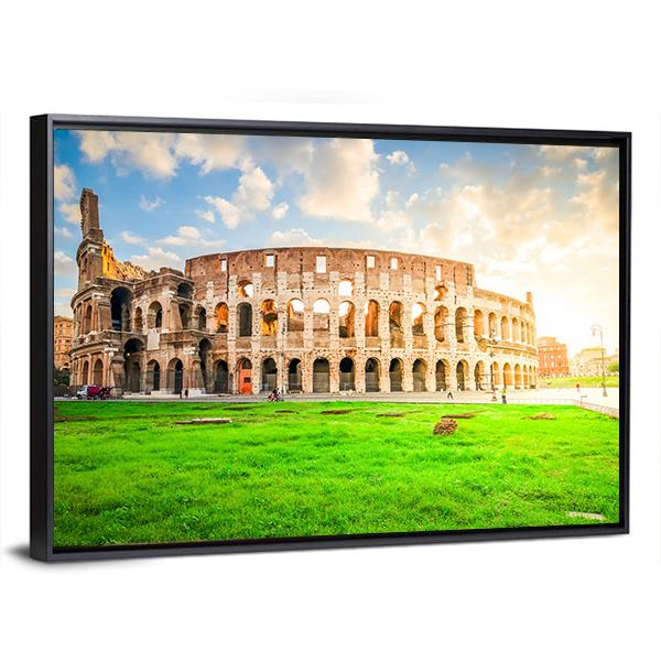 Ruins Of Antique Colosseum Canvas Wall Art-3 Horizontal-Gallery Wrap-25" x 16"-Tiaracle