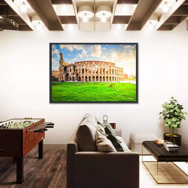 Ruins Of Antique Colosseum Canvas Wall Art-3 Horizontal-Gallery Wrap-25" x 16"-Tiaracle