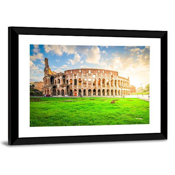 Ruins Of Antique Colosseum Canvas Wall Art-3 Horizontal-Gallery Wrap-25" x 16"-Tiaracle