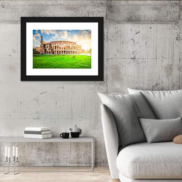 Ruins Of Antique Colosseum Canvas Wall Art-3 Horizontal-Gallery Wrap-25" x 16"-Tiaracle