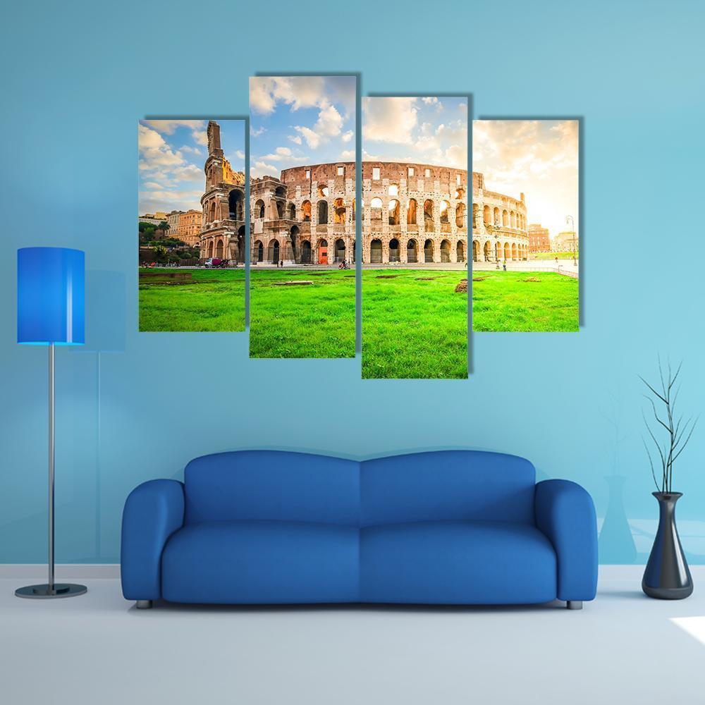 Ruins Of Antique Colosseum Canvas Wall Art-4 Pop-Gallery Wrap-50" x 32"-Tiaracle