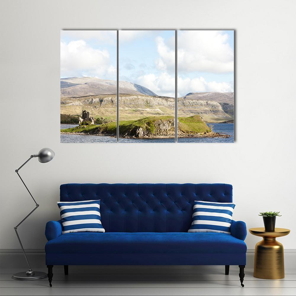 Ruins Of Ardvreck Castle Canvas Wall Art-3 Horizontal-Gallery Wrap-37" x 24"-Tiaracle