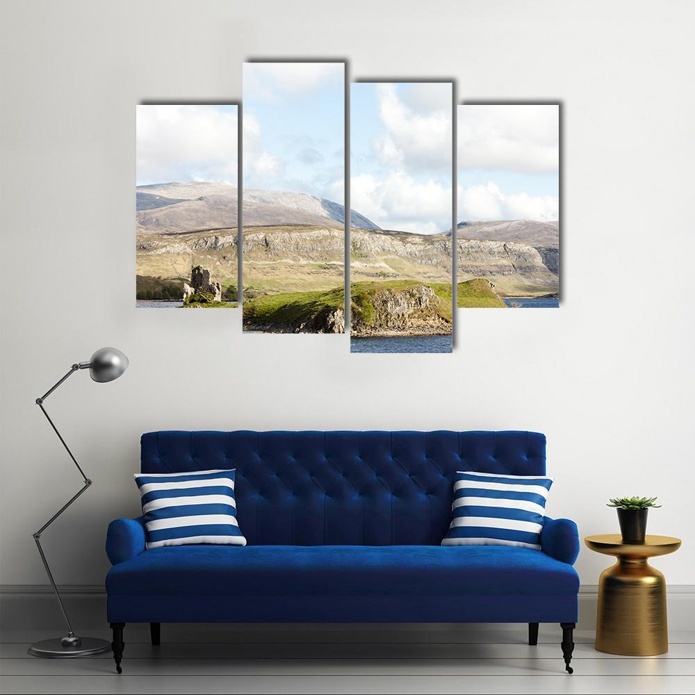 Ruins Of Ardvreck Castle Canvas Wall Art-4 Pop-Gallery Wrap-50" x 32"-Tiaracle