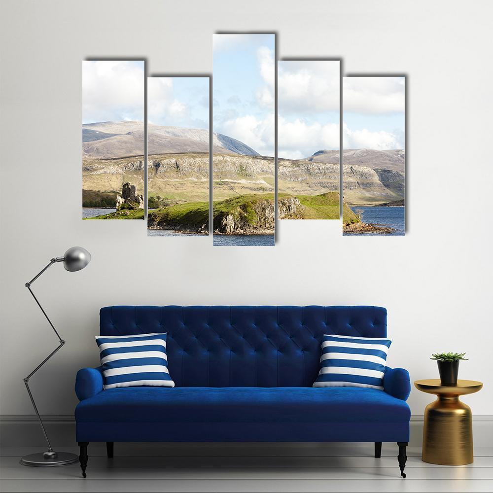 Ruins Of Ardvreck Castle Canvas Wall Art-5 Pop-Gallery Wrap-47" x 32"-Tiaracle