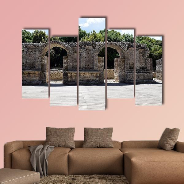 Ruins of Buthrotum In Albania Canvas Wall Art-5 Pop-Gallery Wrap-47" x 32"-Tiaracle