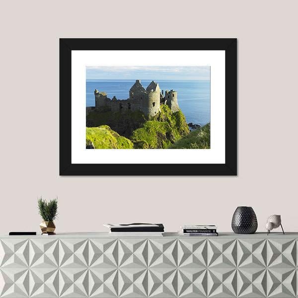 Ruins Of Dunluce Castle Canvas Wall Art-1 Piece-Framed Print-20" x 16"-Tiaracle