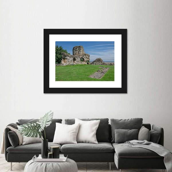 Ruins Of Flint Castle Canvas Wall Art-1 Piece-Framed Print-20" x 16"-Tiaracle