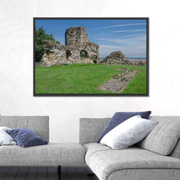 Ruins Of Flint Castle Canvas Wall Art-1 Piece-Floating Frame-24" x 16"-Tiaracle