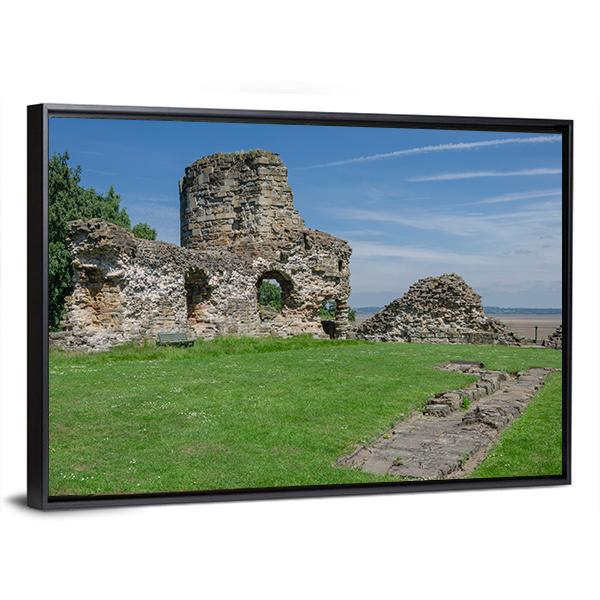 Ruins Of Flint Castle Canvas Wall Art-3 Horizontal-Gallery Wrap-25" x 16"-Tiaracle