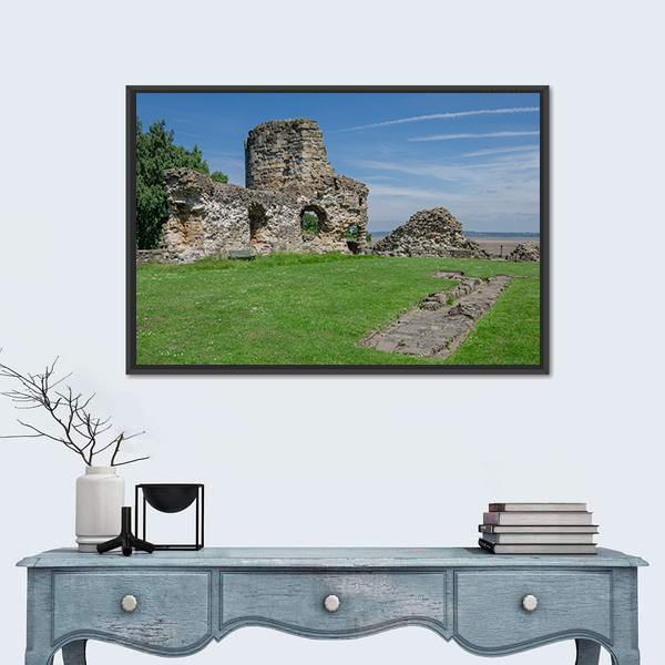 Ruins Of Flint Castle Canvas Wall Art-3 Horizontal-Gallery Wrap-25" x 16"-Tiaracle