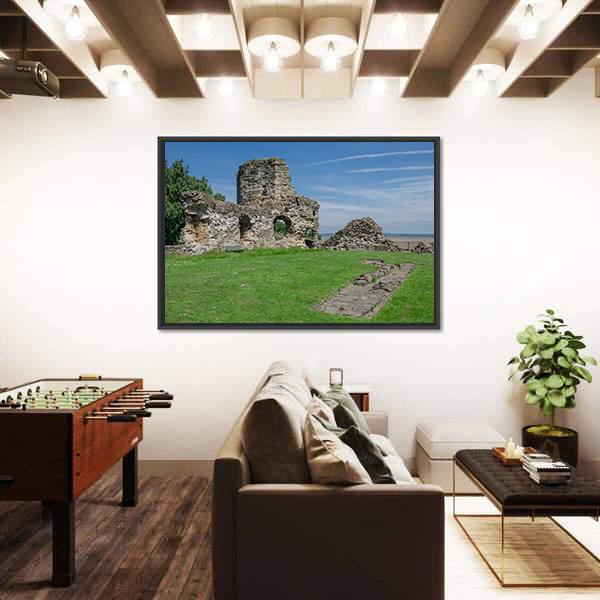 Ruins Of Flint Castle Canvas Wall Art-3 Horizontal-Gallery Wrap-25" x 16"-Tiaracle
