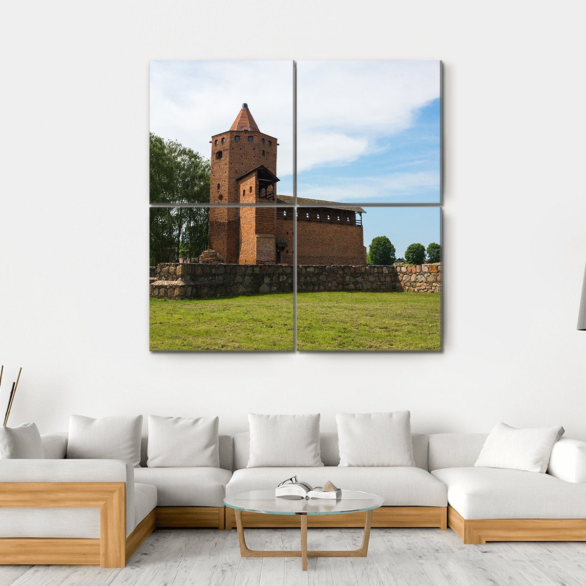Ruins Of Gothic Castle Of Mazovian Dukes Canvas Wall Art-4 Square-Gallery Wrap-17" x 17"-Tiaracle