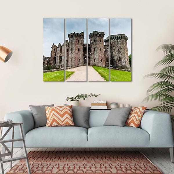 Ruins Of Medieval Raglan Castle In Wales Canvas Wall Art-4 Horizontal-Gallery Wrap-34" x 24"-Tiaracle