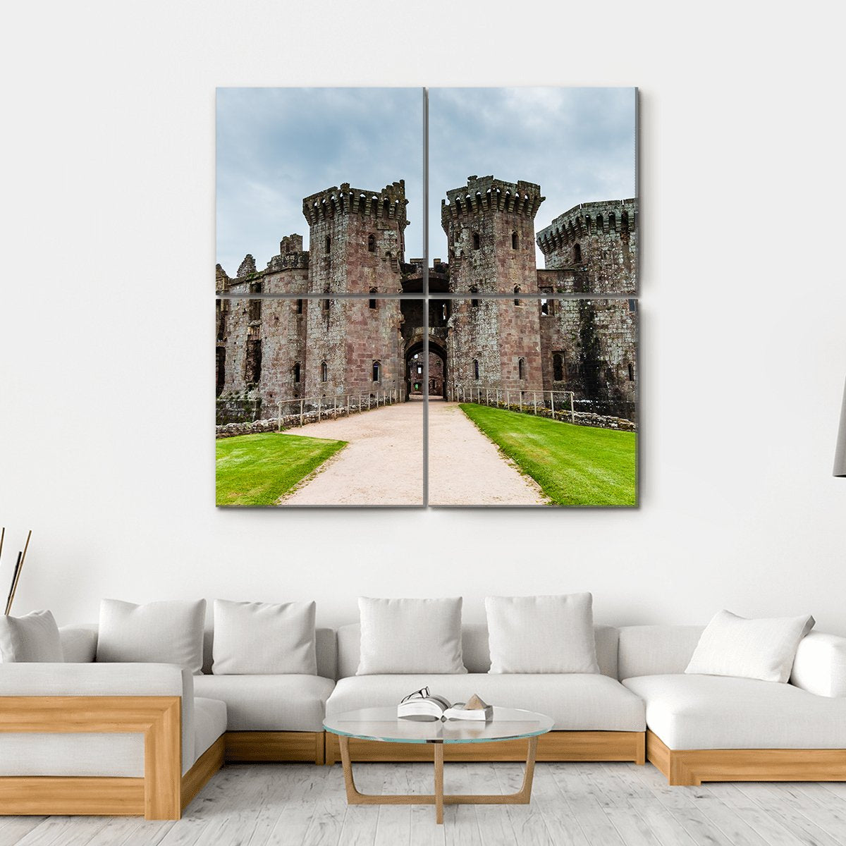Ruins Of Medieval Raglan Castle In Wales Canvas Wall Art-4 Square-Gallery Wrap-17" x 17"-Tiaracle