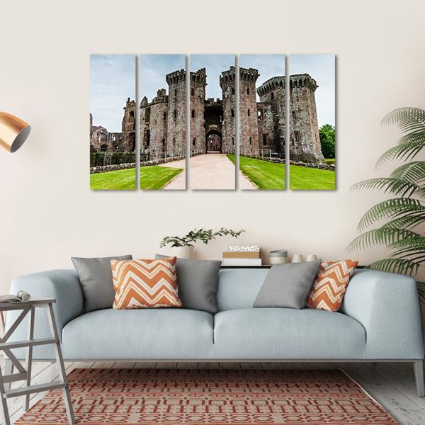Ruins Of Medieval Raglan Castle In Wales Canvas Wall Art-5 Horizontal-Gallery Wrap-22" x 12"-Tiaracle