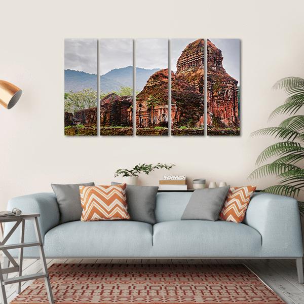 Ruins Of Old Hindu Temples Canvas Wall Art-5 Horizontal-Gallery Wrap-22" x 12"-Tiaracle