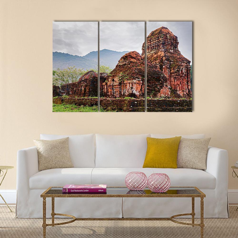 Ruins Of Old Hindu Temples Canvas Wall Art-3 Horizontal-Gallery Wrap-37" x 24"-Tiaracle
