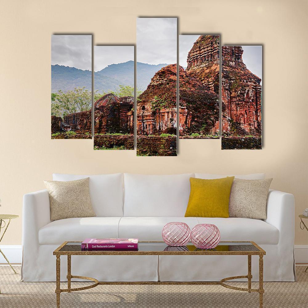 Ruins Of Old Hindu Temples Canvas Wall Art-5 Pop-Gallery Wrap-47" x 32"-Tiaracle