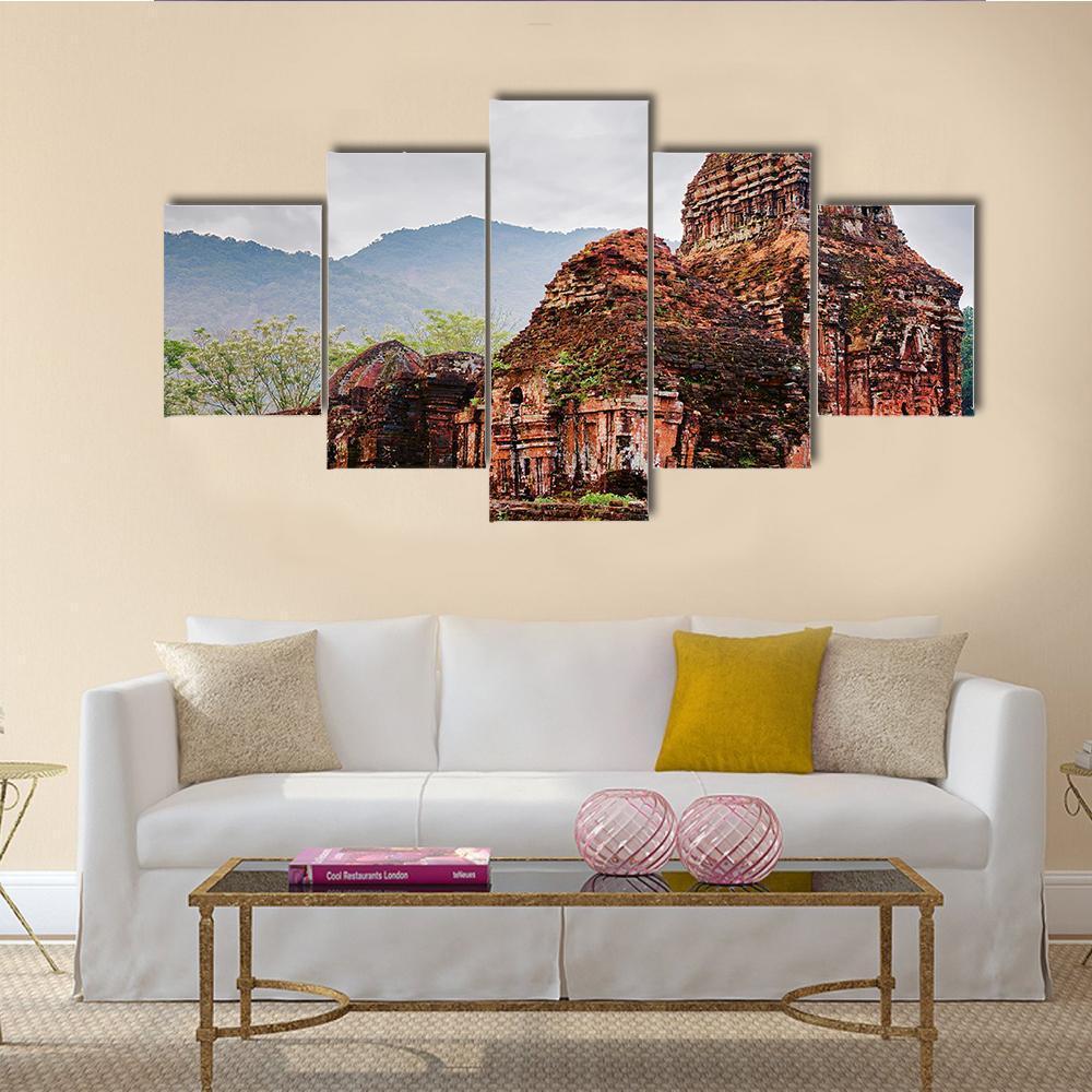 Ruins Of Old Hindu Temples Canvas Wall Art-5 Star-Gallery Wrap-62" x 32"-Tiaracle
