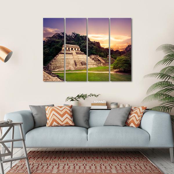 Ruins Of Palenque In Mexico Canvas Wall Art-4 Horizontal-Gallery Wrap-34" x 24"-Tiaracle
