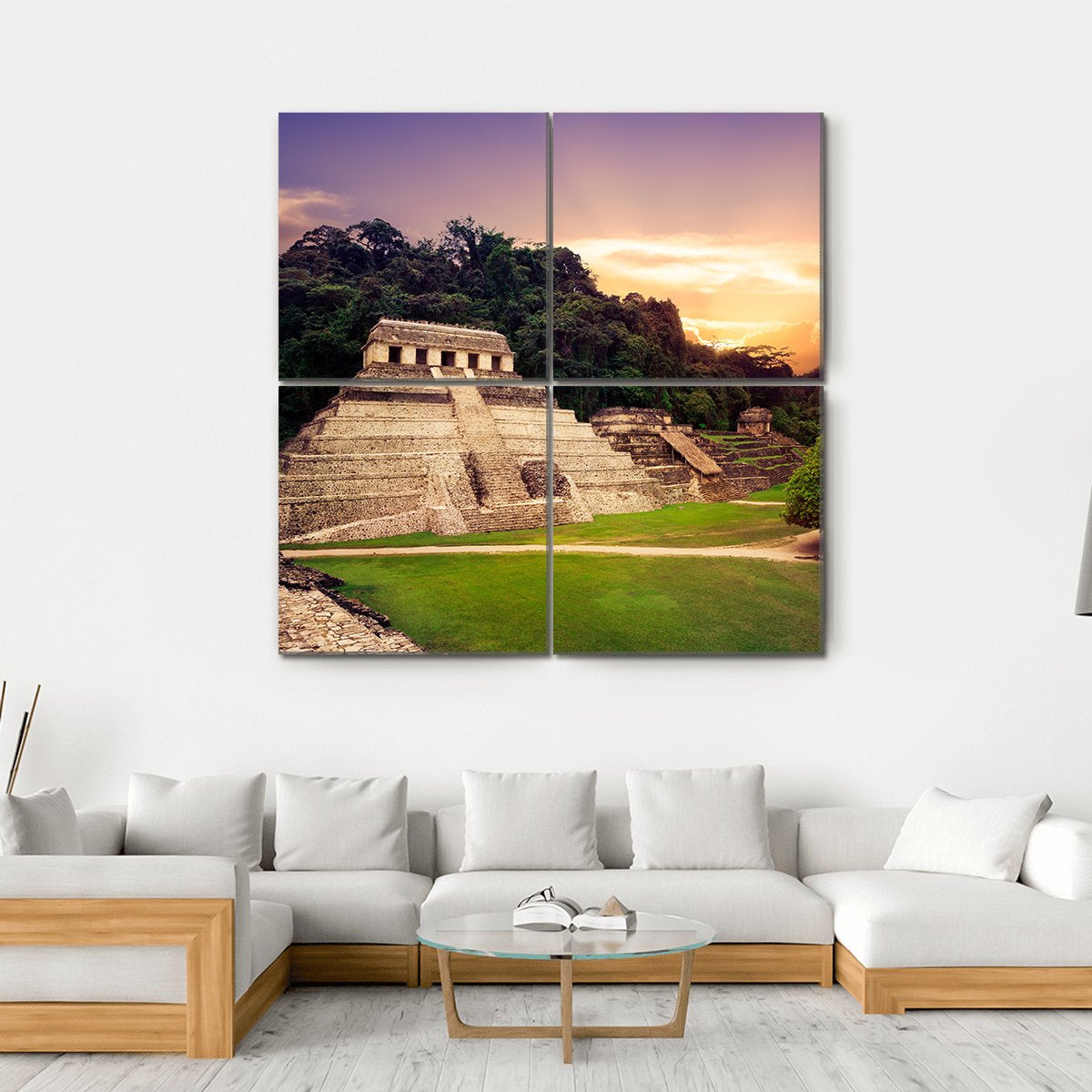 Ruins Of Palenque In Mexico Canvas Wall Art-4 Square-Gallery Wrap-17" x 17"-Tiaracle