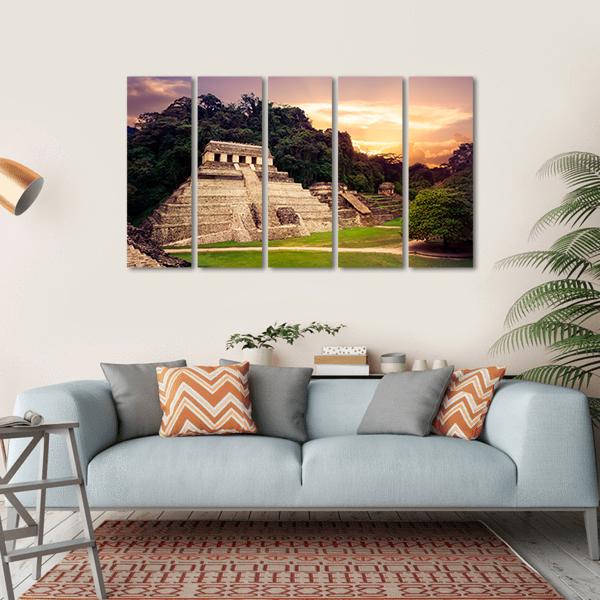 Ruins Of Palenque In Mexico Canvas Wall Art-5 Horizontal-Gallery Wrap-22" x 12"-Tiaracle