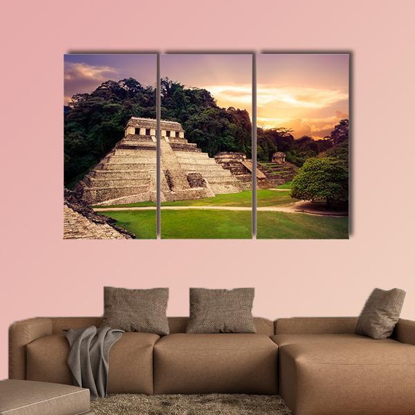 Ruins Of Palenque In Mexico Canvas Wall Art-3 Horizontal-Gallery Wrap-25" x 16"-Tiaracle