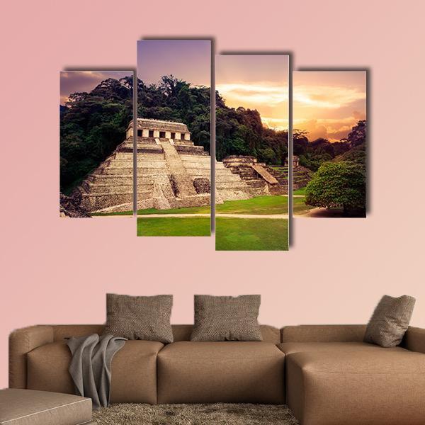 Ruins Of Palenque In Mexico Canvas Wall Art-4 Pop-Gallery Wrap-50" x 32"-Tiaracle