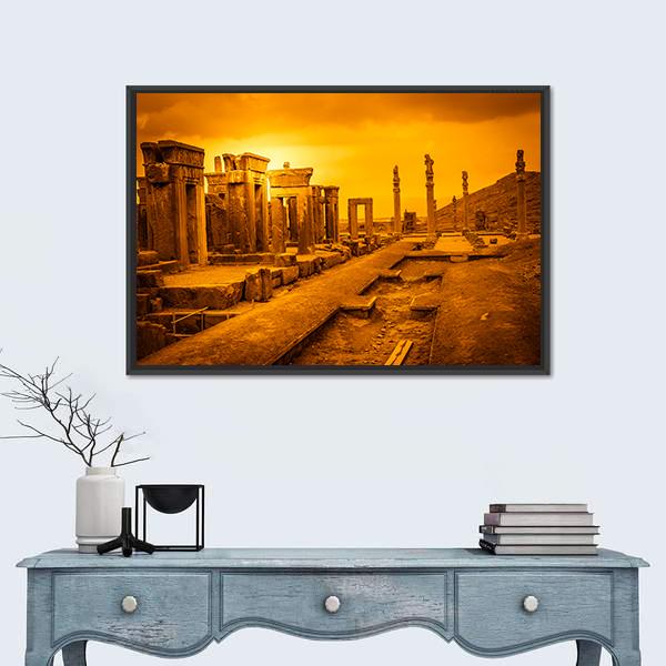Ruins Of The Ancient City Persepolis In Iran Canvas Wall Art-1 Piece-Floating Frame-24" x 16"-Tiaracle