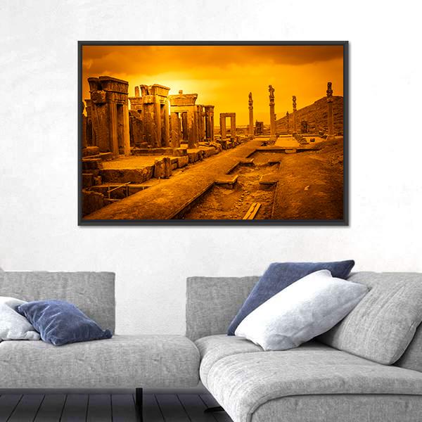 Ruins Of The Ancient City Persepolis In Iran Canvas Wall Art-3 Horizontal-Gallery Wrap-25" x 16"-Tiaracle