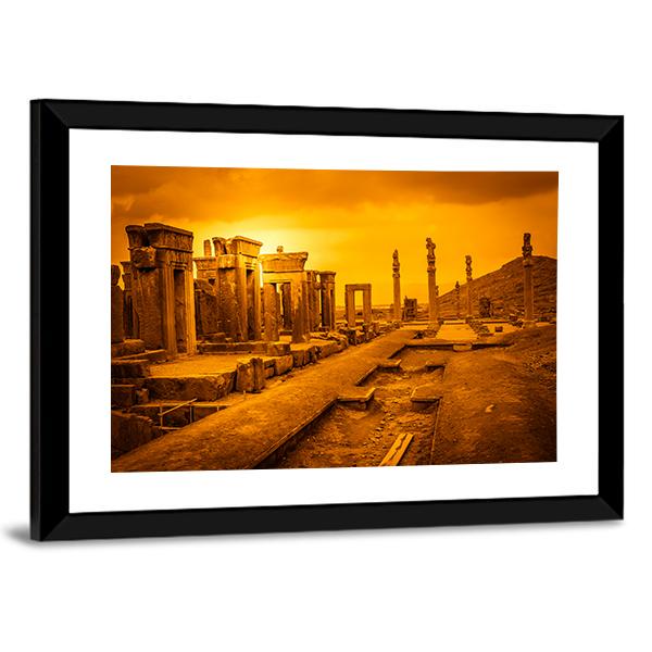 Ruins Of The Ancient City Persepolis In Iran Canvas Wall Art-3 Horizontal-Gallery Wrap-25" x 16"-Tiaracle