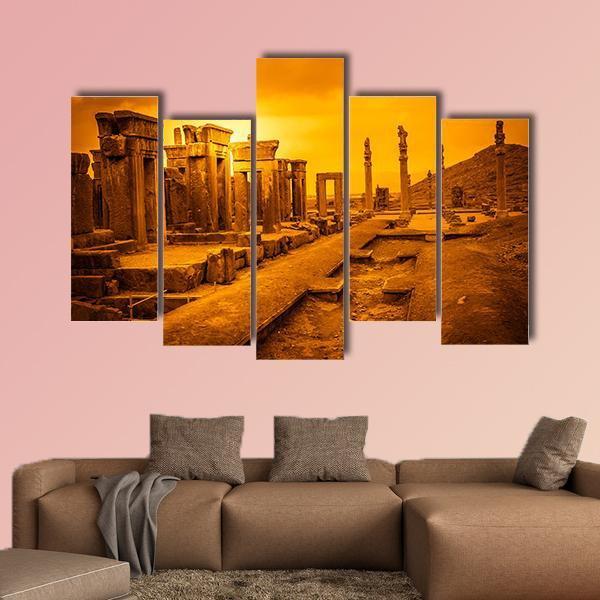 Ruins Of The Ancient City Persepolis In Iran Canvas Wall Art-5 Pop-Gallery Wrap-47" x 32"-Tiaracle