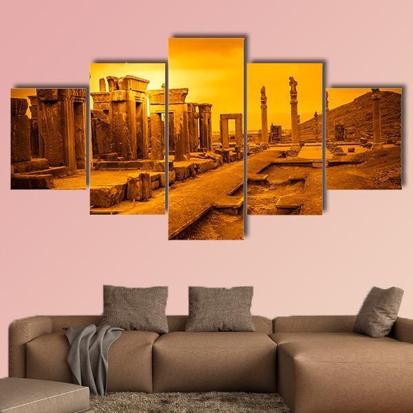Ruins Of The Ancient City Persepolis In Iran Canvas Wall Art-5 Star-Gallery Wrap-62" x 32"-Tiaracle