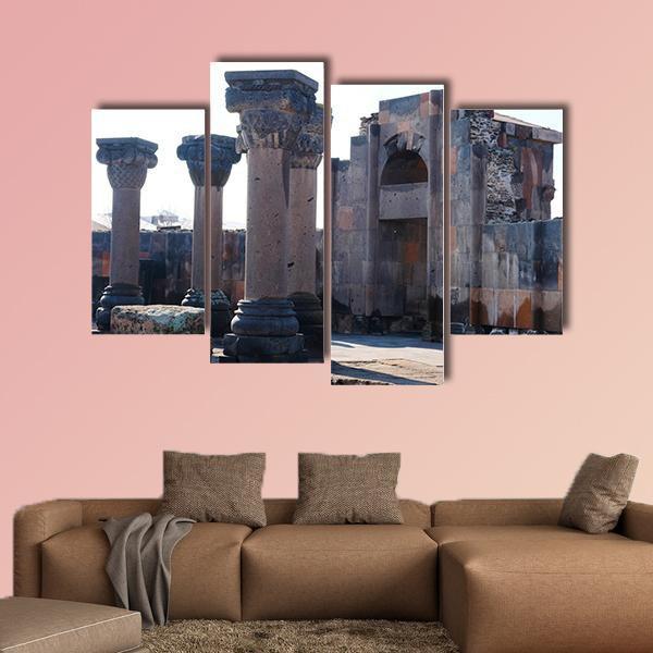 Ruins Of The Zvartnos Temple In Armenia Canvas Wall Art-4 Pop-Gallery Wrap-50" x 32"-Tiaracle