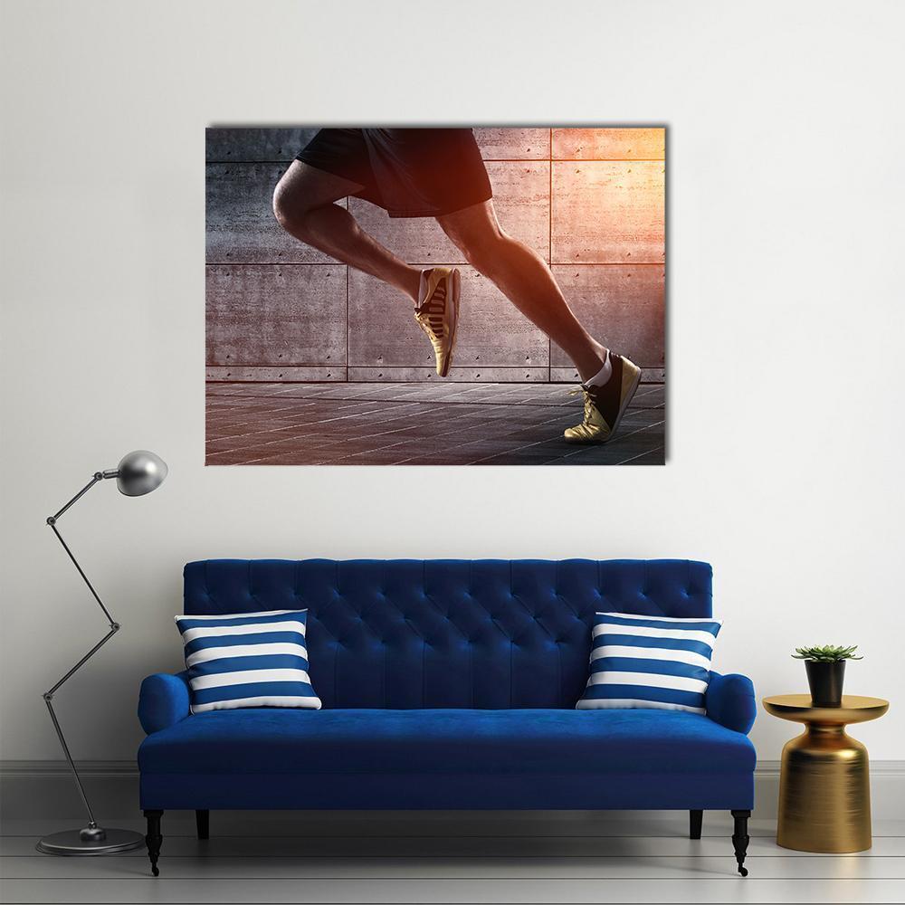 Runner's Legs Run On The Street Canvas Wall Art-1 Piece-Gallery Wrap-48" x 32"-Tiaracle
