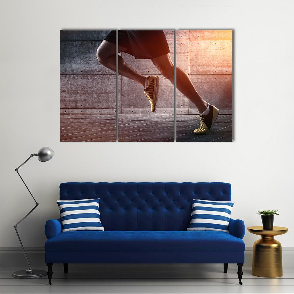 Runner's Legs Run On The Street Canvas Wall Art-3 Horizontal-Gallery Wrap-37" x 24"-Tiaracle