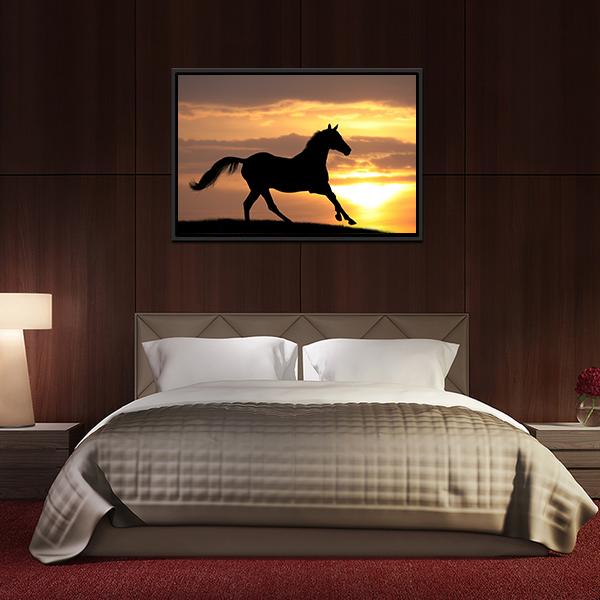 Running Horse Silhouette Canvas Wall Art-5 Horizontal-Gallery Wrap-22" x 12"-Tiaracle