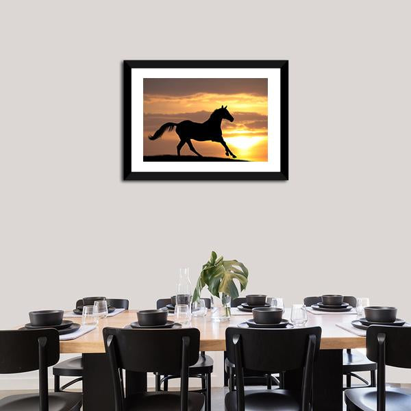 Running Horse Silhouette Canvas Wall Art-5 Horizontal-Gallery Wrap-22" x 12"-Tiaracle