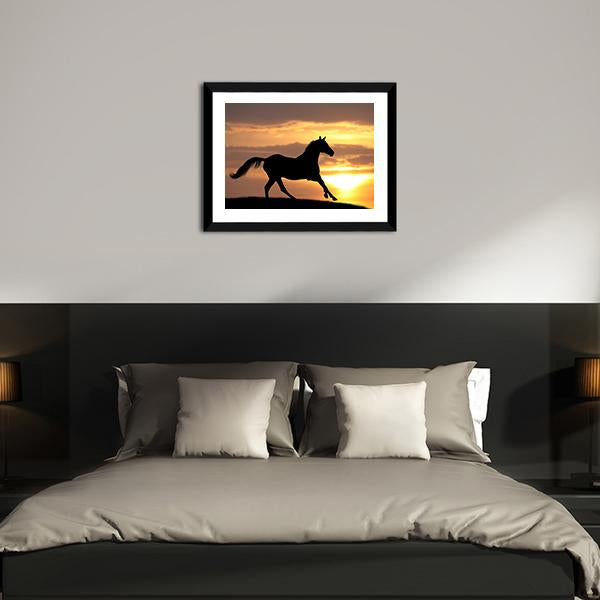 Running Horse Silhouette Canvas Wall Art-5 Horizontal-Gallery Wrap-22" x 12"-Tiaracle