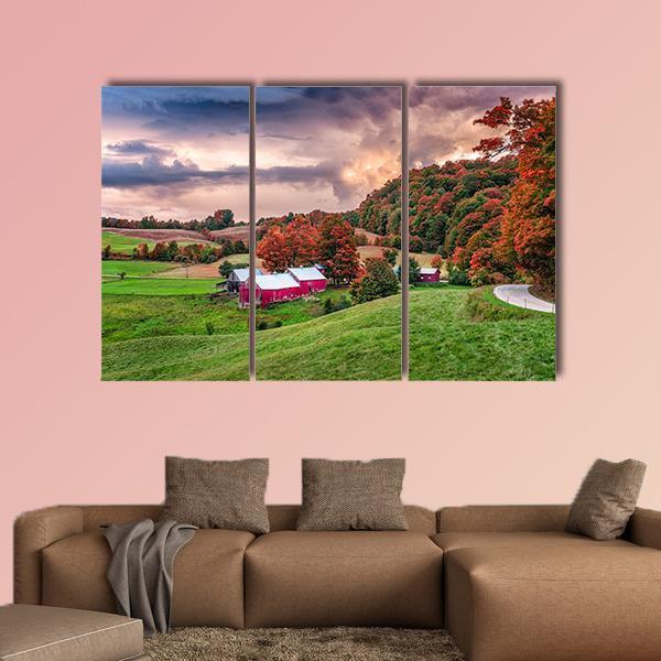 Rural Autumn Jenne Farm In Vermont USA Canvas Wall Art-3 Horizontal-Gallery Wrap-25" x 16"-Tiaracle