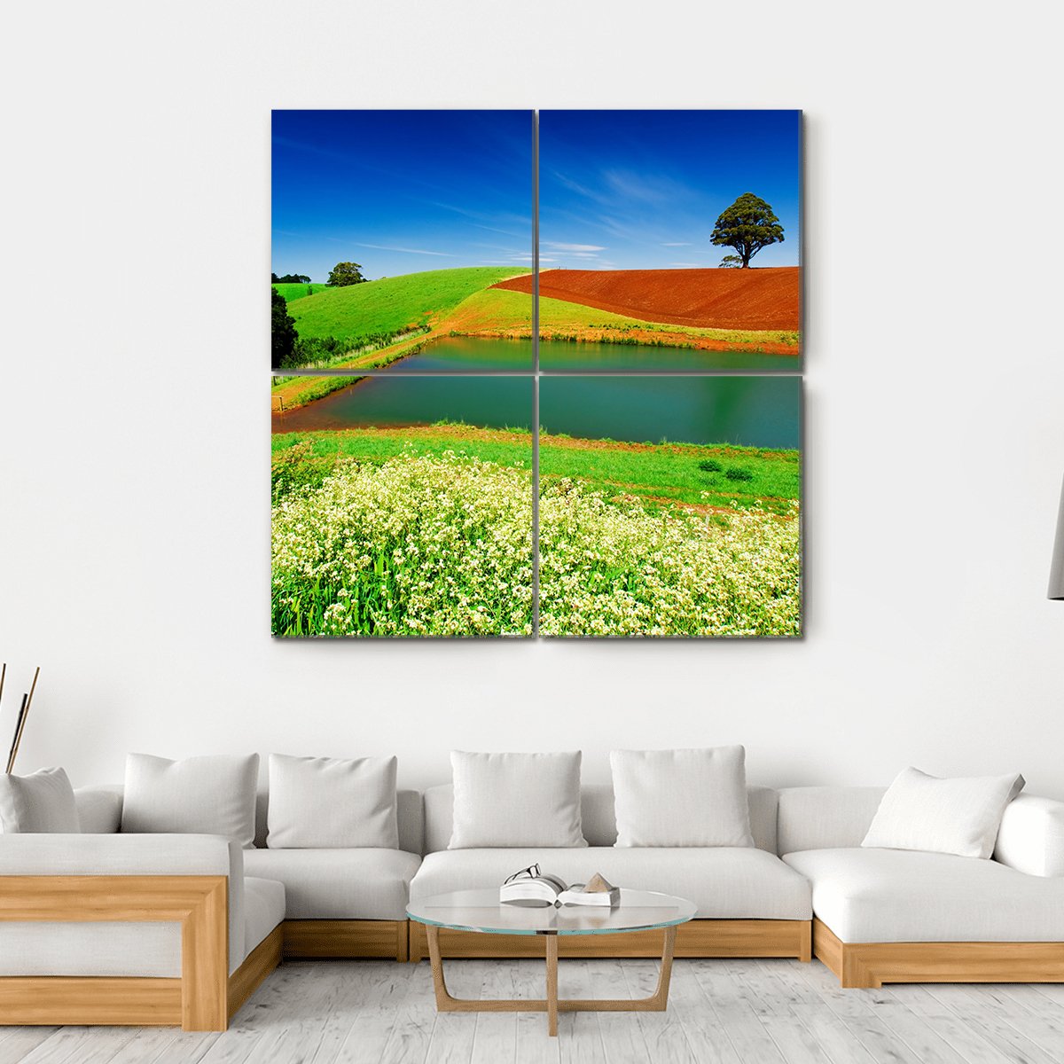Rural Field In Tasmania Australia Canvas Wall Art-4 Square-Gallery Wrap-17" x 17"-Tiaracle